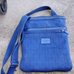 Michael Kors Navy Embossed MK Crossbody Messenger Bag